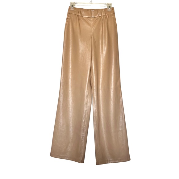 Anine Bing NEW Koa Pant Butterscotch Vegan Leather Wide Straight Leg Pant Sz S - Picture 2 of 13